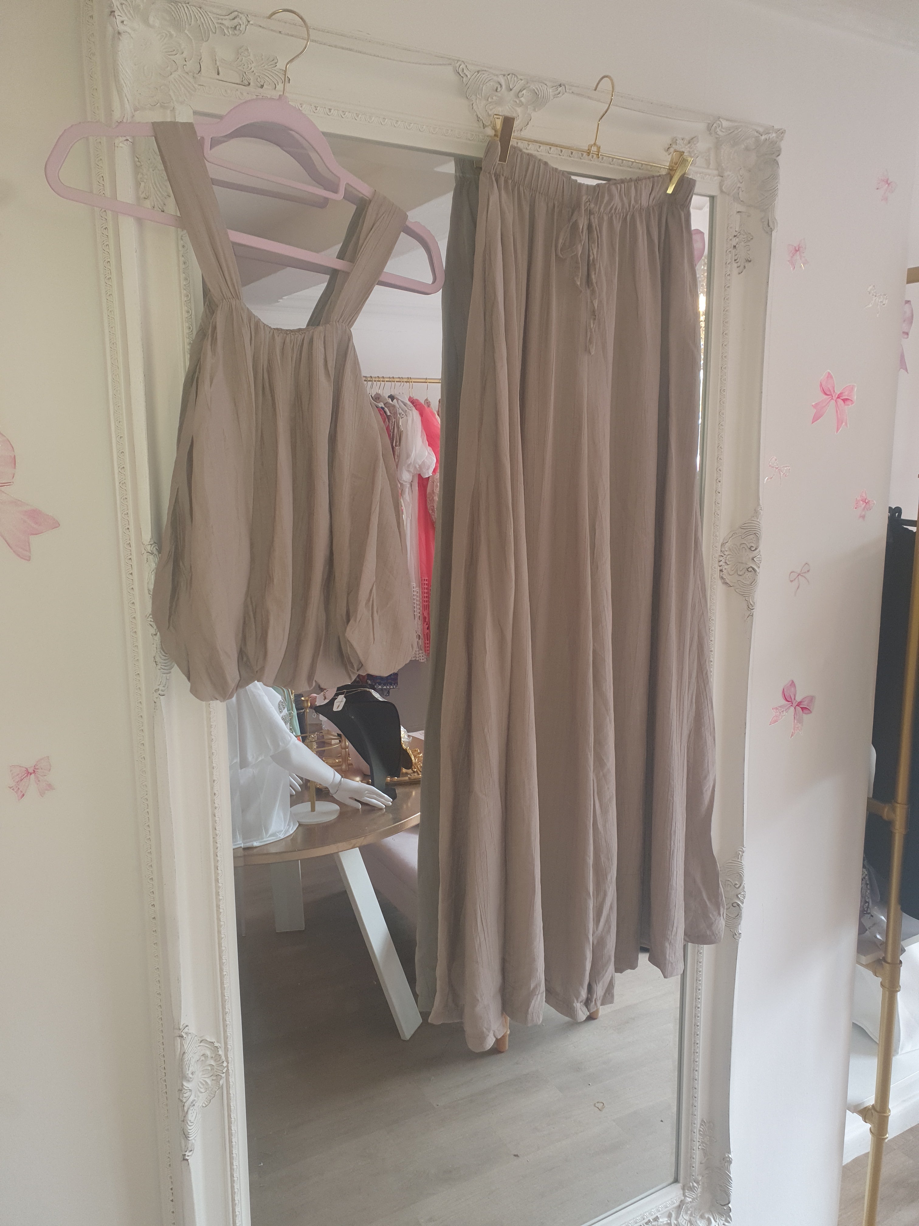 Tan linen trousers sets £40