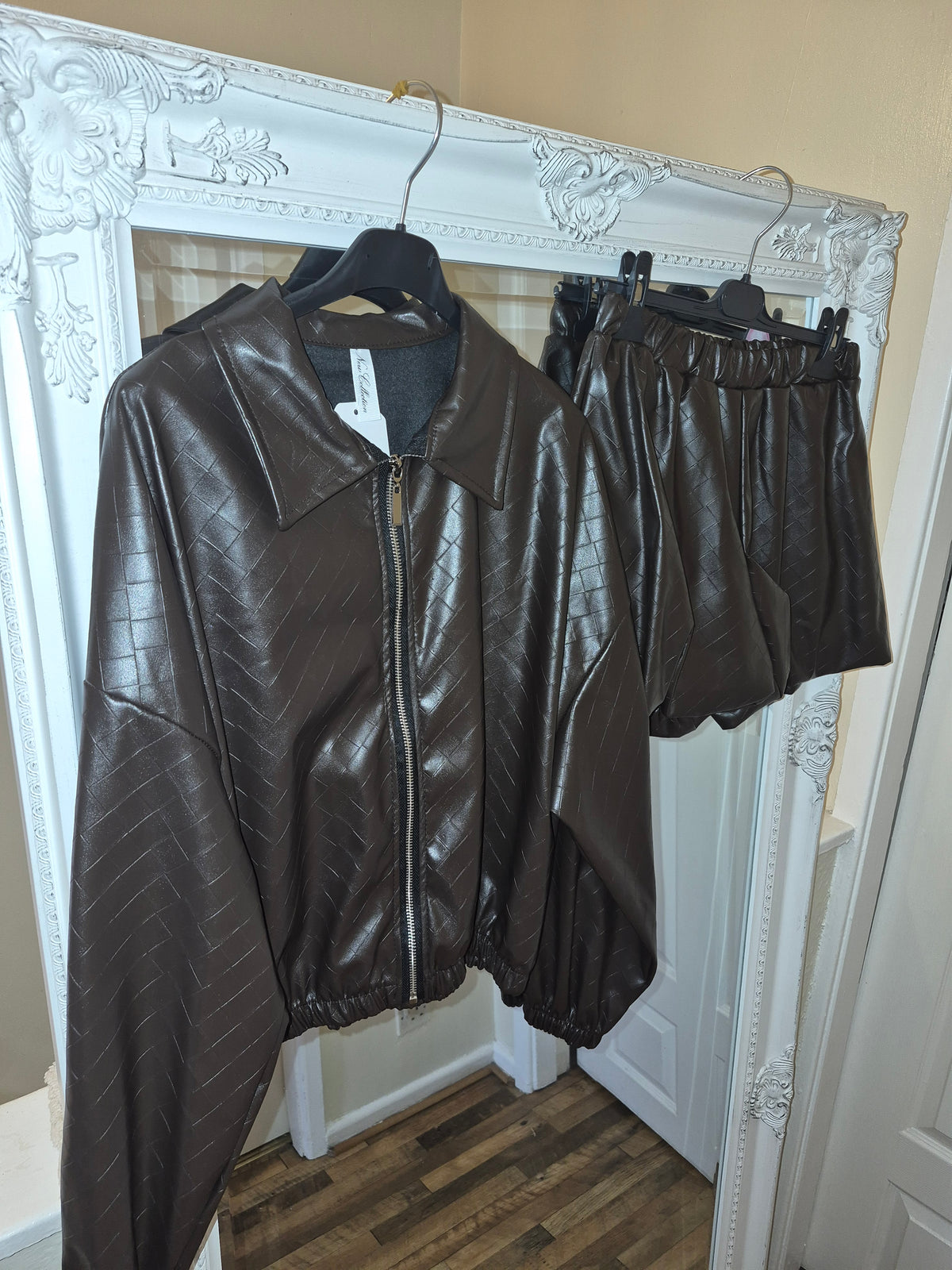 Leatherette suit £40 8 to 12 shorts set